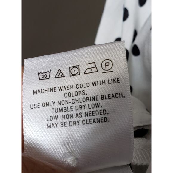 Anthropogie Maeve White & Black Rayon V-Neck Short Sleeve Button Down Shirt 12 - Picture 11 of 13